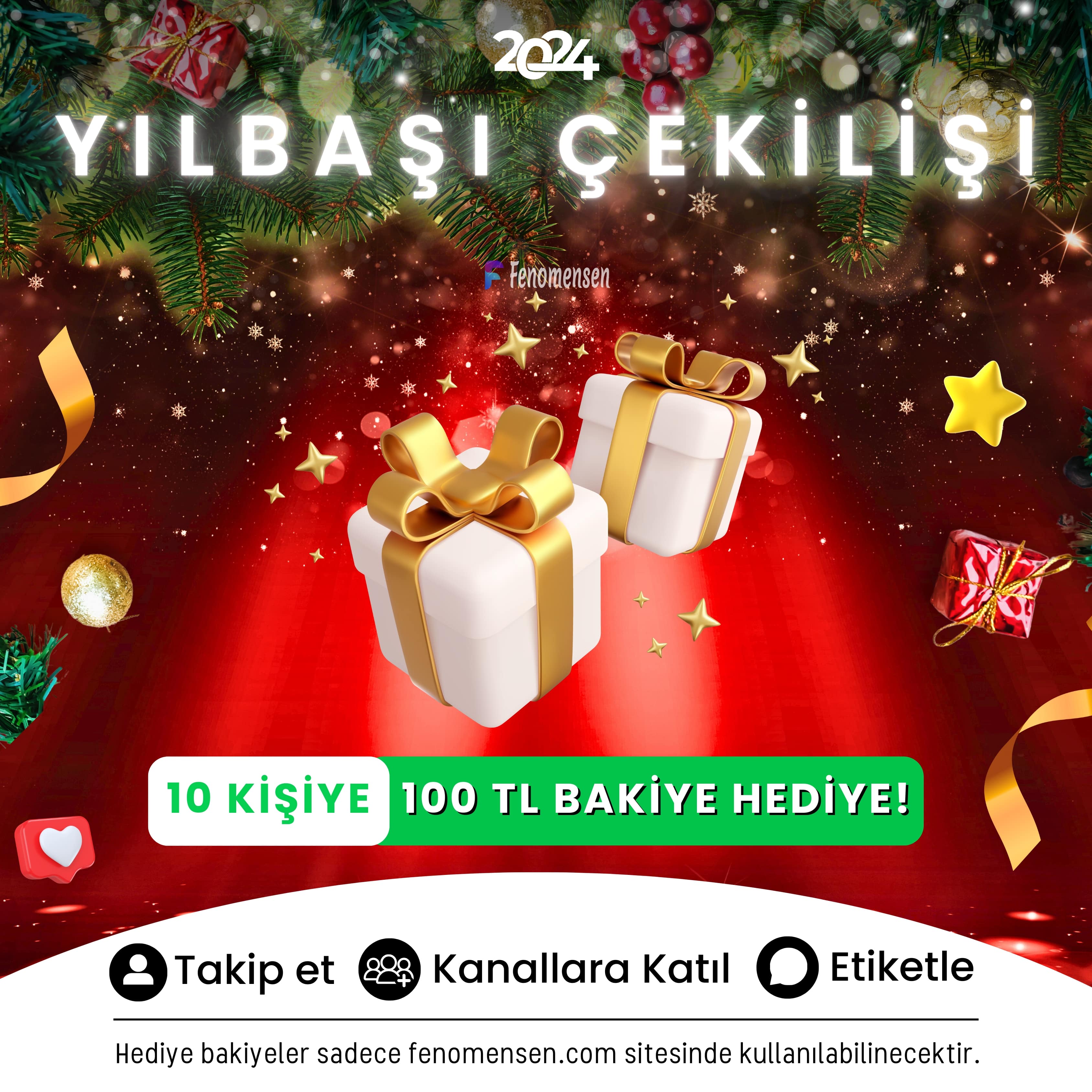 Yılbaşı Çekilişi | 10 Kişiye 100 TL Bakiye Hediye! 🎉